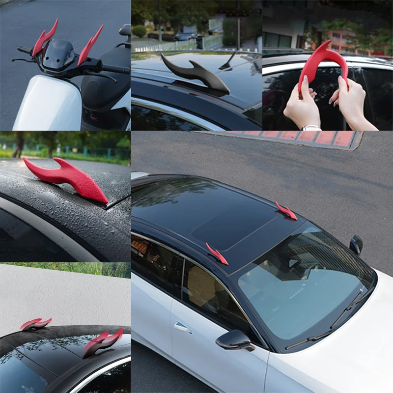 Car Roof Self-Adhesive Decoration 3D Stereo Dragon Horns Sticker Antenna Auto Ornaments Car Accessories For Truck SUV Motorcycle