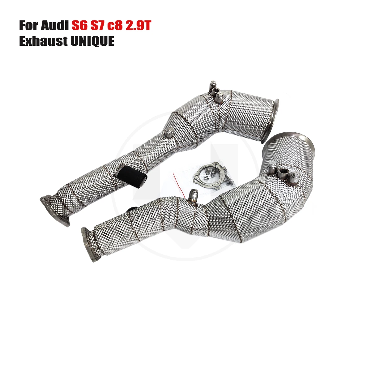 UNIQUE For 2020+ Audi S6 S7 c8 2.9t No engine light downpipe With insulator downpipe With cat/without cat exhaust pipe