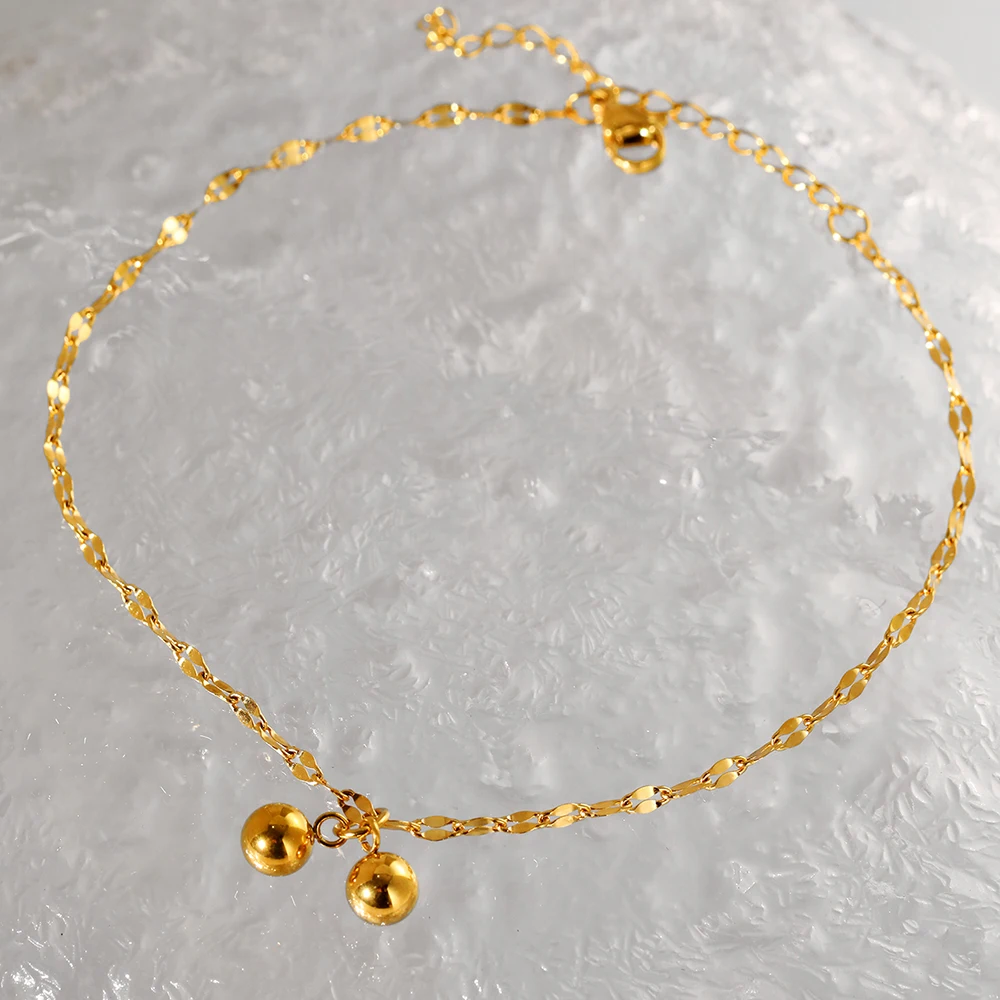 Stainless Steel Anklets Minimalist Fashion Beads Lip Chain Non-fading High-quality Design Sense Anklet For Women Jewelry Gifts