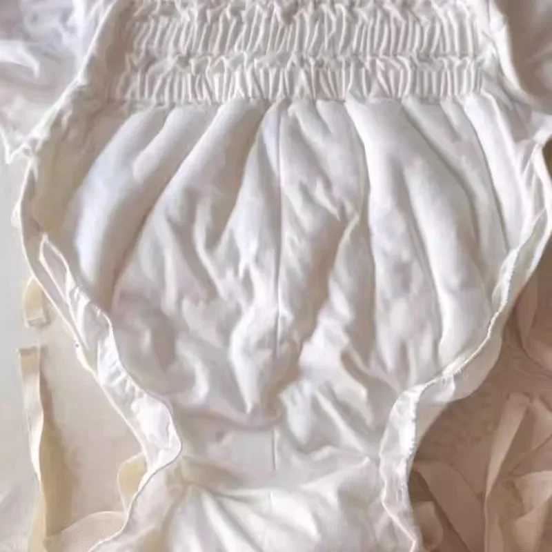 High Waist Adult Cotton Cute Thick Lace up Printing Belly Protective Cloth Diaper Briefs Padded ABDL Leak-Proof Diaper Panties