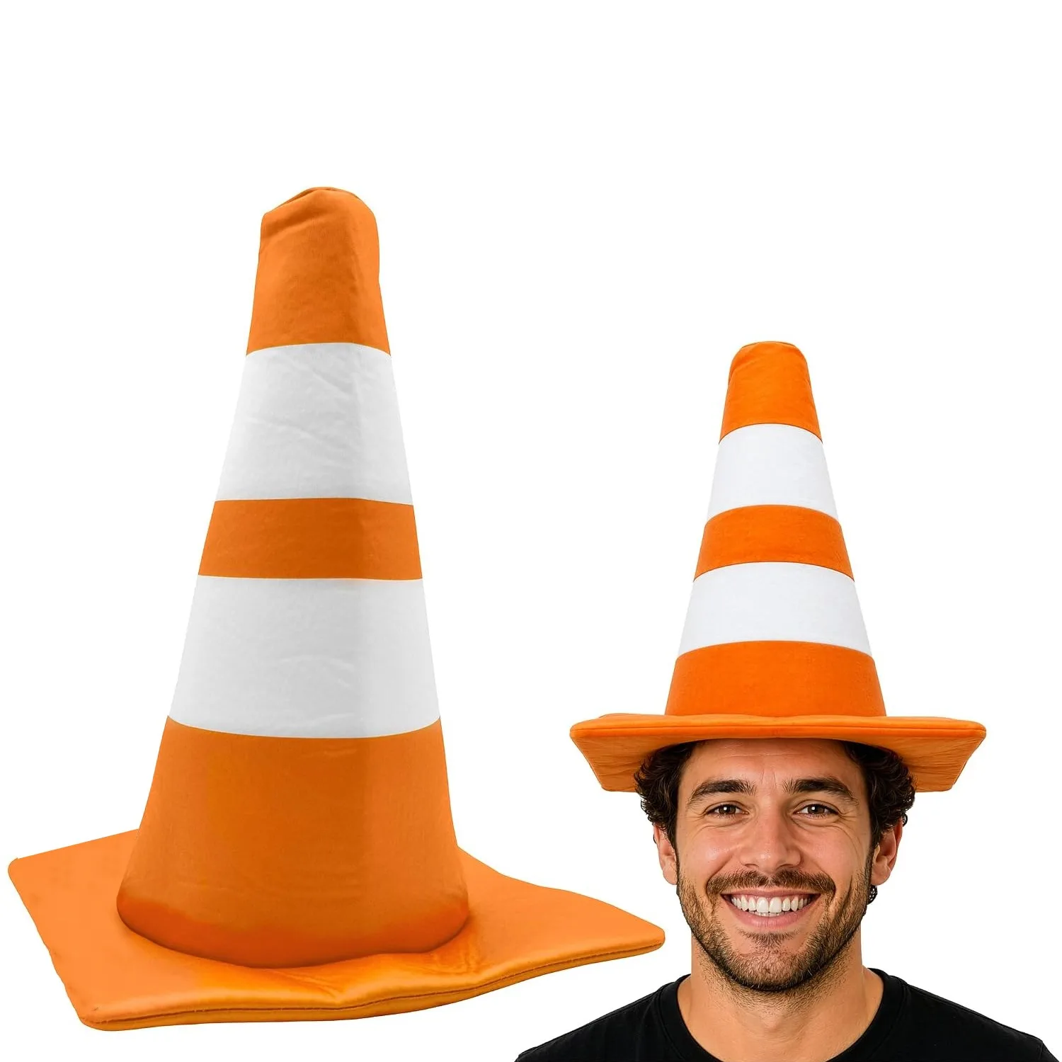 Adult Orange Traffic Cone Hat Funny Road Construction Cone Costume Headwear  for Halloween Party Cosplay Event Novelty Accessory