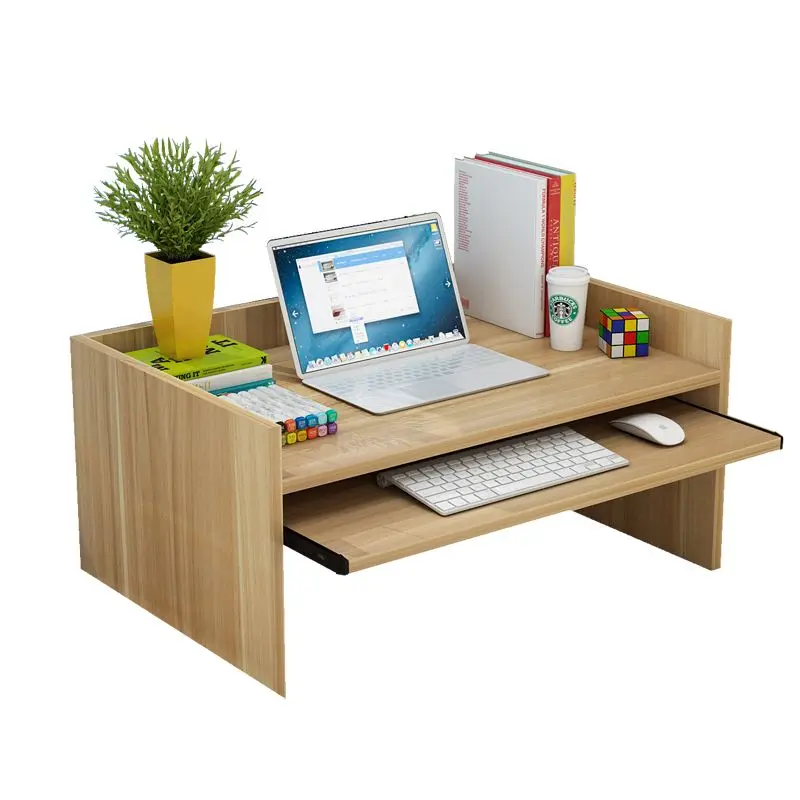 Wooden Bed Desk With Pull-Out Keyboard Tray, Large Desktop Dormitory Laptop Table, Space-Saving Study Workstation For Bedroom