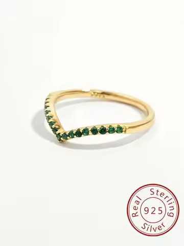 925 Sterling Silver Personalized Fashion V-shaped zircon Shiny Thin Ring For Women Anniversary Party High Quality Fine Jewelry