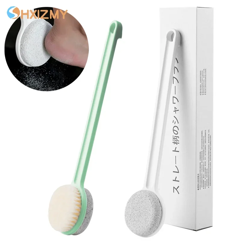 

1Pcs Double Sided Long Handle Stone Care Scrubber Exfoliator Body Brush Pumice Brush Exfoliating Foot File