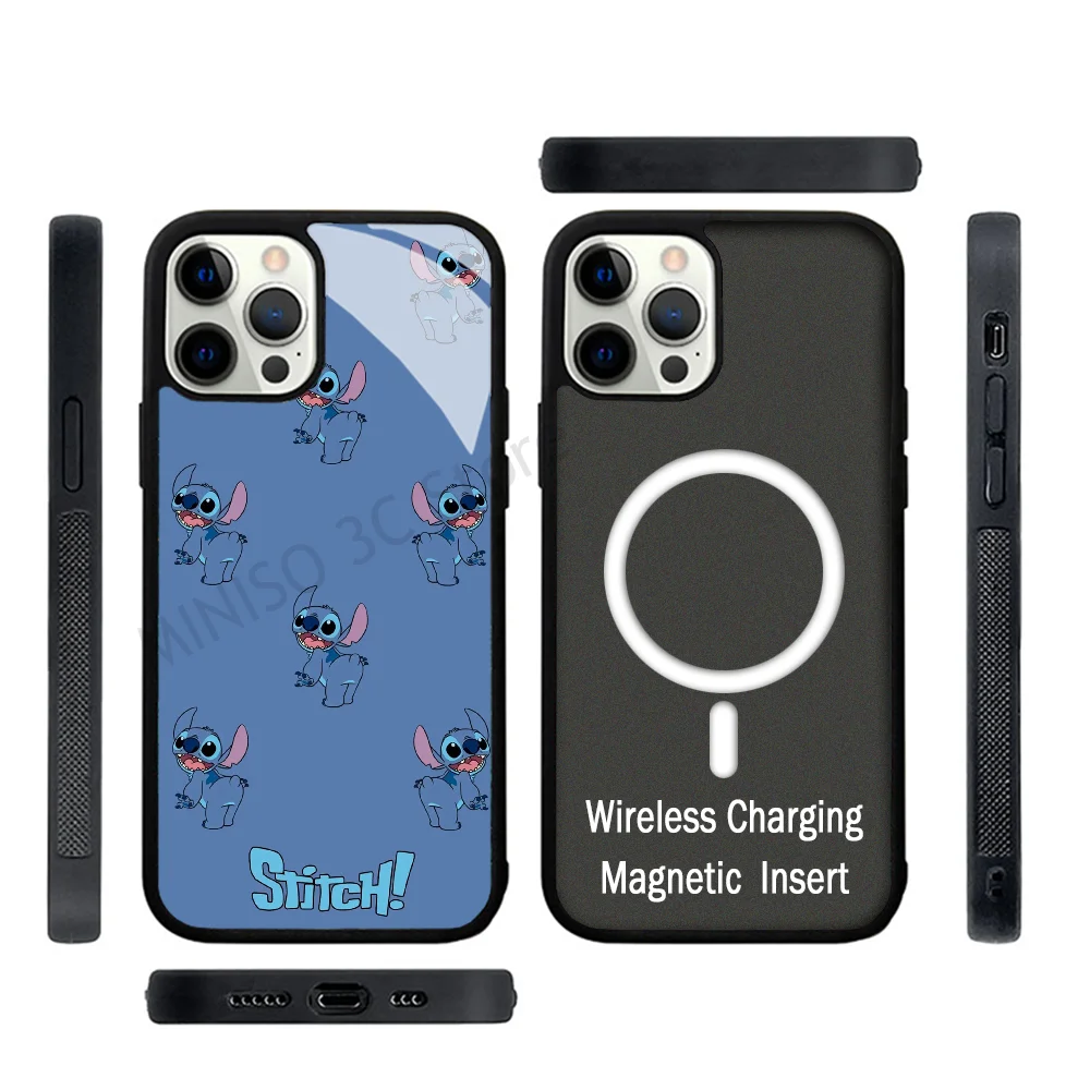 

Cartoon Blue Phone Case Strong Magnetic For IPhone 15 14 13 Pro Max 11 12 Mini S-Stitchs For Magsafe