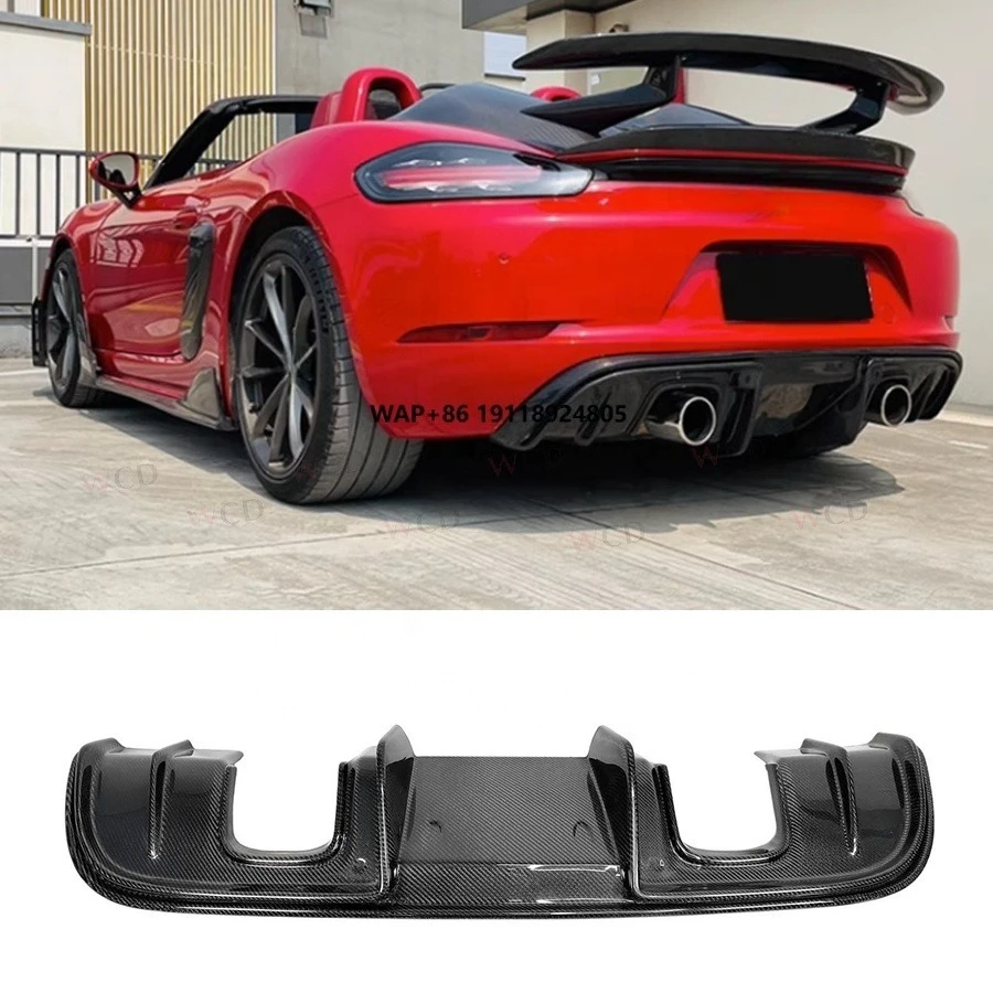 

Real Carbon Fiber GT-4 Style Rear Bumper Lip Fog Light New Rear Diffuser Bodykit for 718 Cayman Boxster 2016-2018