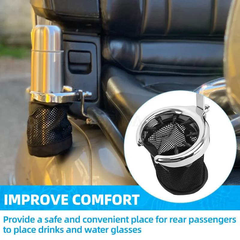 Motorcycle Drink Cup Holder Passenger Handlebar Chorme Water Drinking For Honda Goldwing 1800 GL1800 2001-2015 F6B 2013-2015