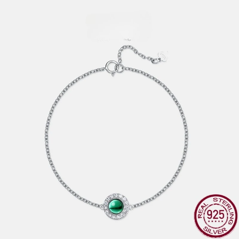 

New S925 pure silver cultivated emerald bracelet for girls, with a niche design and high-end jewelry for weddings
