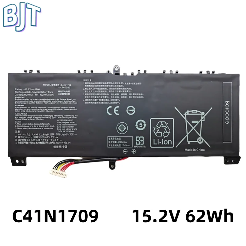 New 15.2V 62Wh 4120mAh C41N1709 Laptop Battery Notebook for Asus ROG Strix SCAR Edition GL503VS 0B200-02730000 0B200-02730300