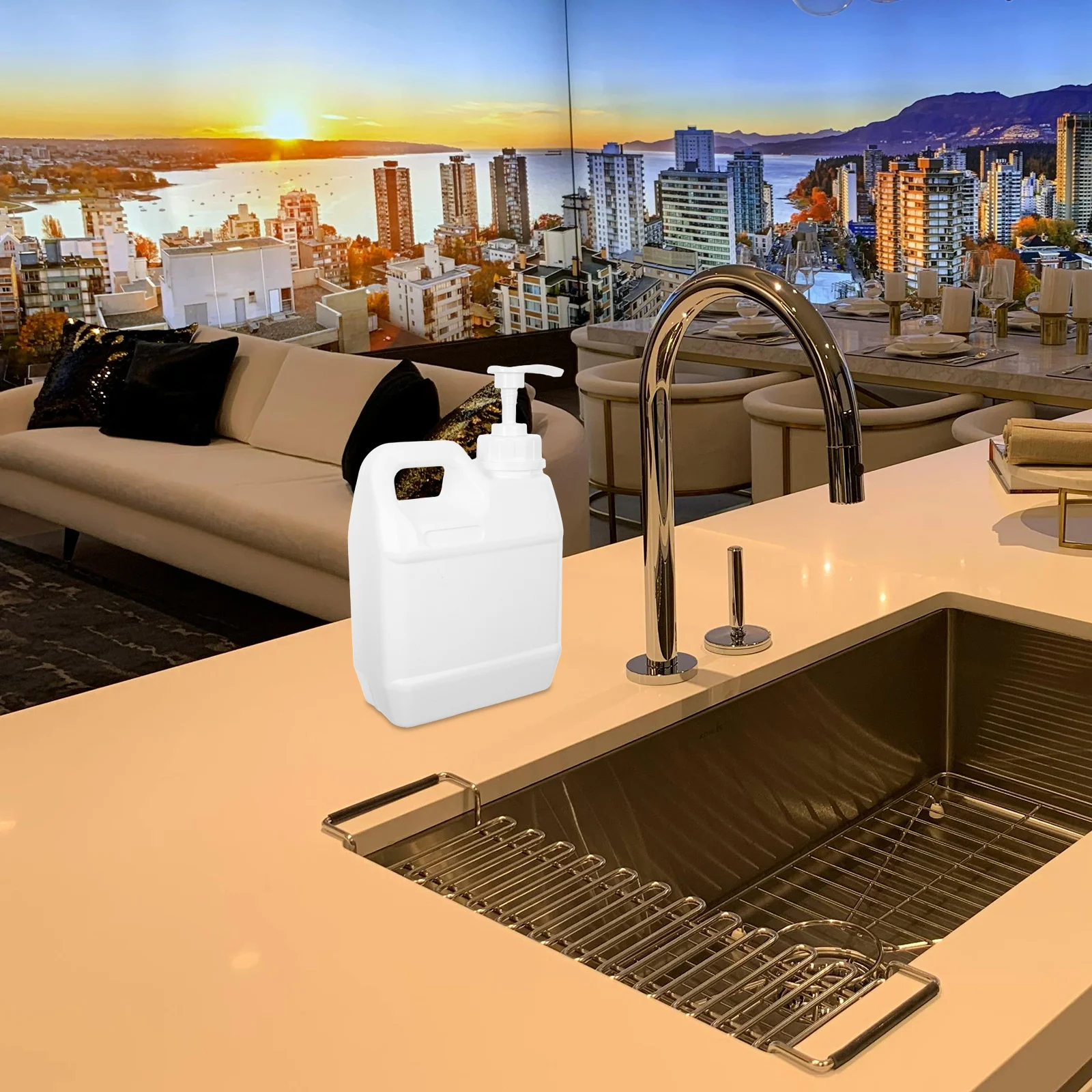 2 pz 1L Tipo di Pressa Pompa Riutilizzabile Bottiglia A Tenuta Per Shampoo Lozione Dispenser Contenitore di Plastica Liquido Vuoto Cosmetici supporto