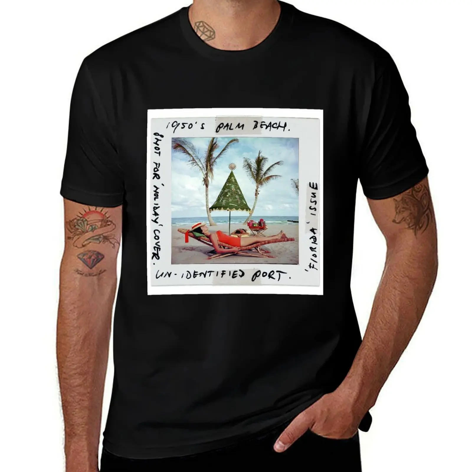 

Palm Beach Idyll – Slide - Slim Aarons T-Shirt funny meme t-shirts summer tops luxury t-shirt cotton t shirt men