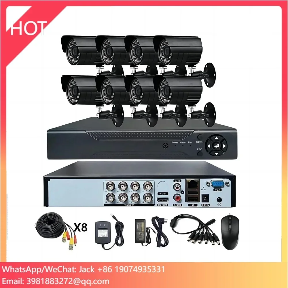 OEM Custom Logo Video Recording 8 Channel AHD Kit 8ch DVR Cctv System Analog AHD Security Camera Kit With 8 Pcs Camera 1080P