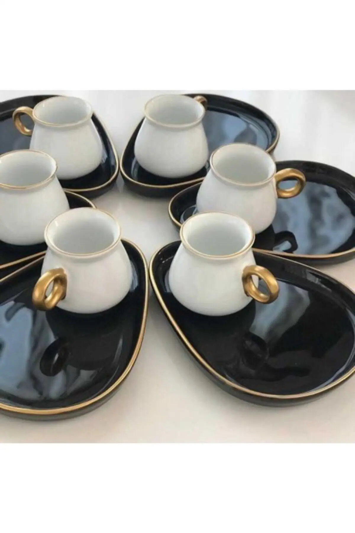 Oval drop presentation table coffee cup with tray coffee cup