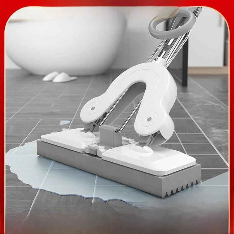 

No-Hand-Wash Flat Mop Sponge Stainless Steel Absorbent Cloth Cotton Floor Cleaning Tool Home Use Lazy Person Mop Head Replace...