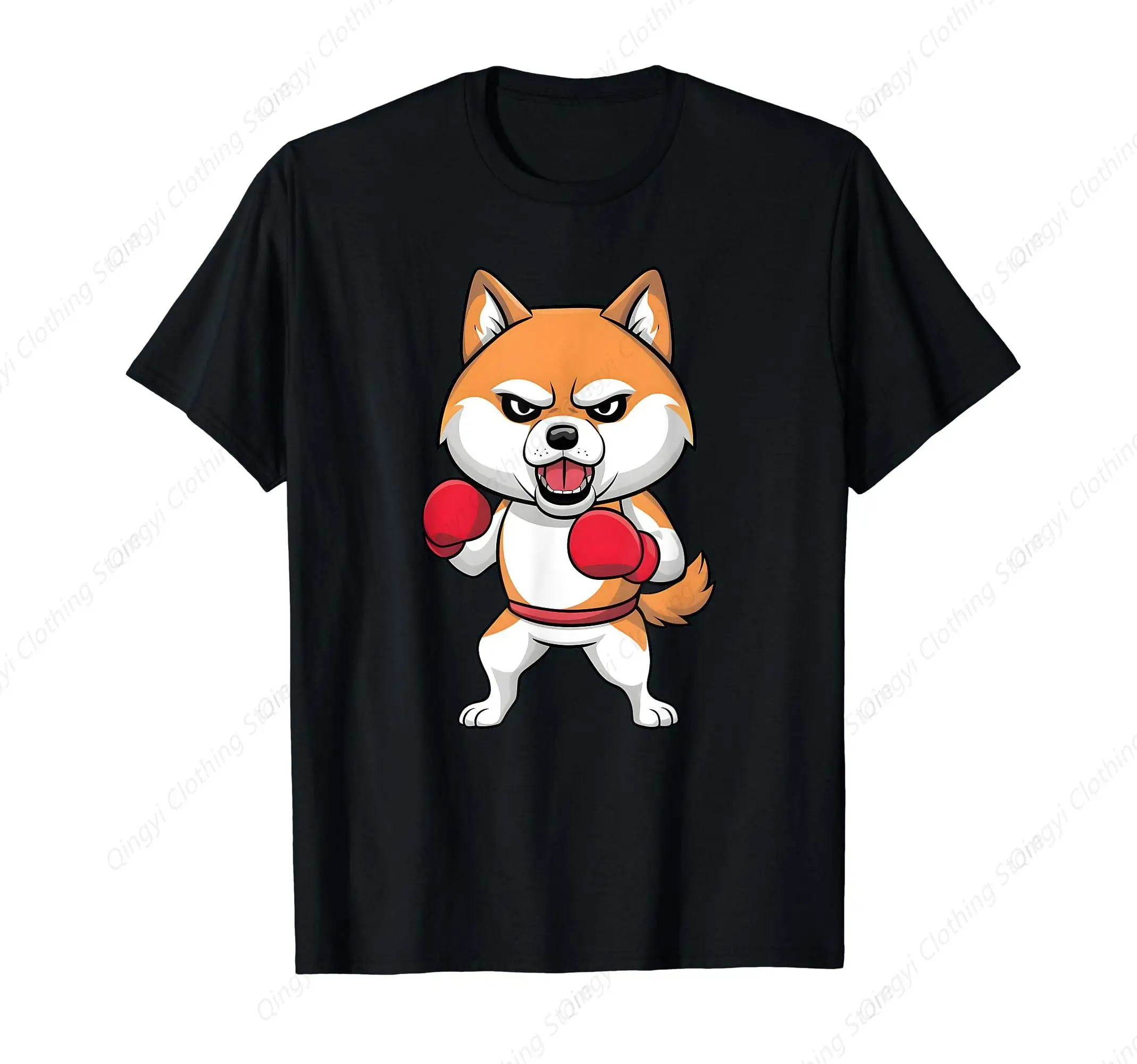 

Angry Akita Inu Dog With Boxing Gloves Funny Pet T-Shirt