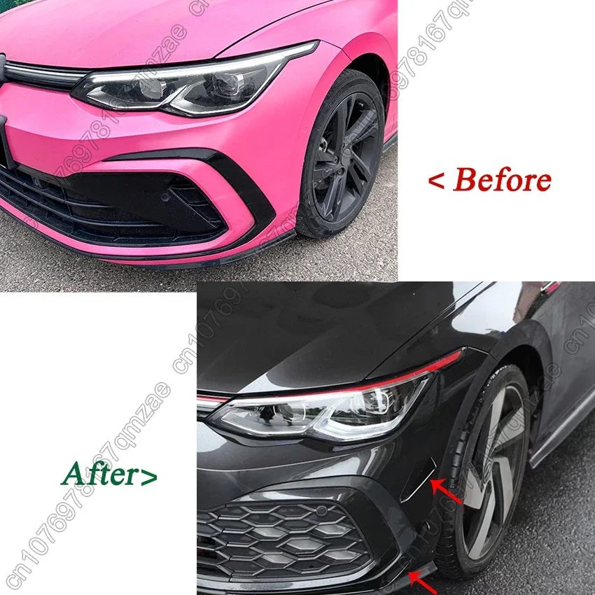 For Volkswagen VW Golf 8 GTI MK8 R-LINE 2020-2024 Car Front Bumper Side Canards Bumper Spoiler Body Kits Trim Canard Sticker