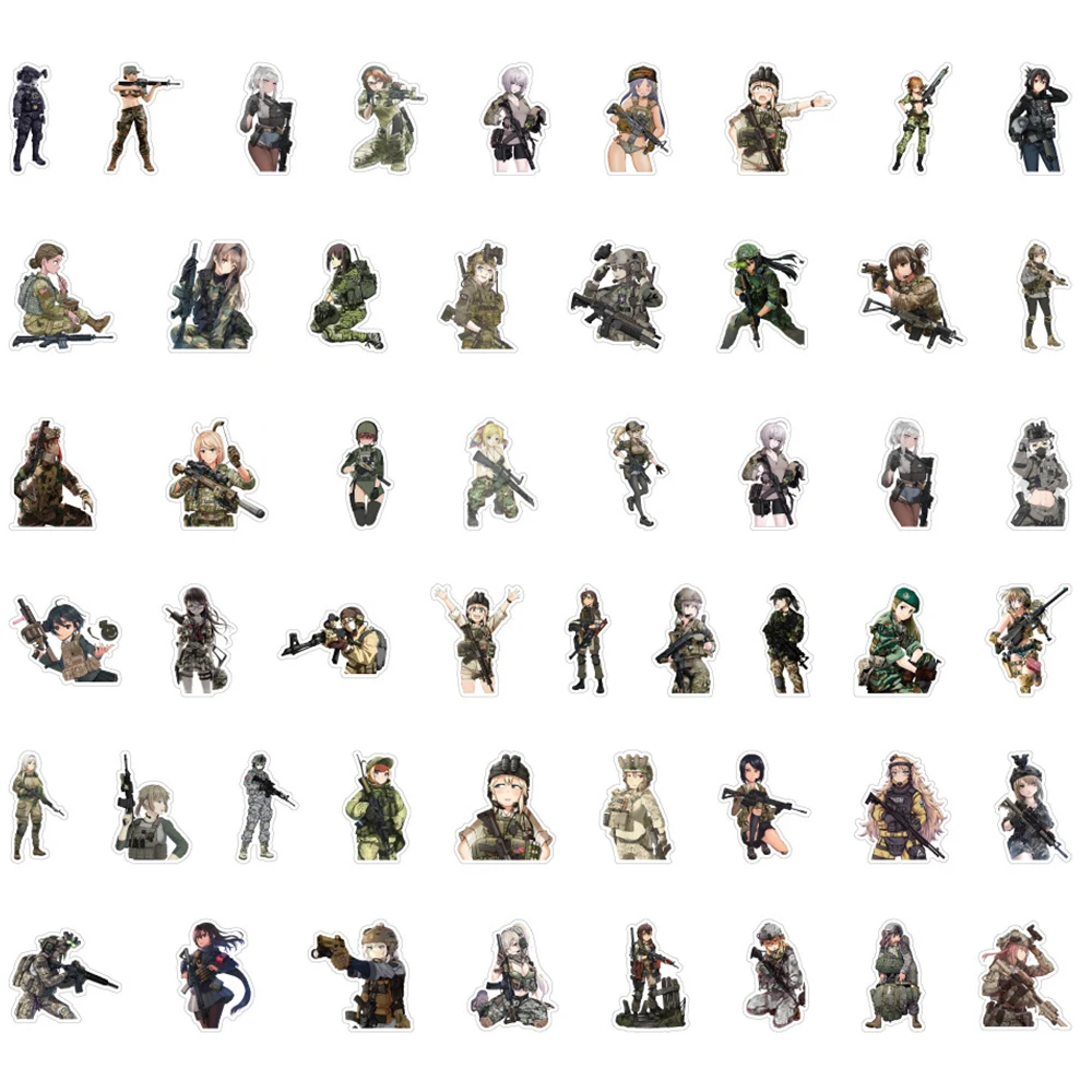 10/30/50PCS Cool Camouflage Female Soldier Stickers for Kids Graffiti for Laptop Luggage Motorcycle Car Cute Girl Sticker Decals