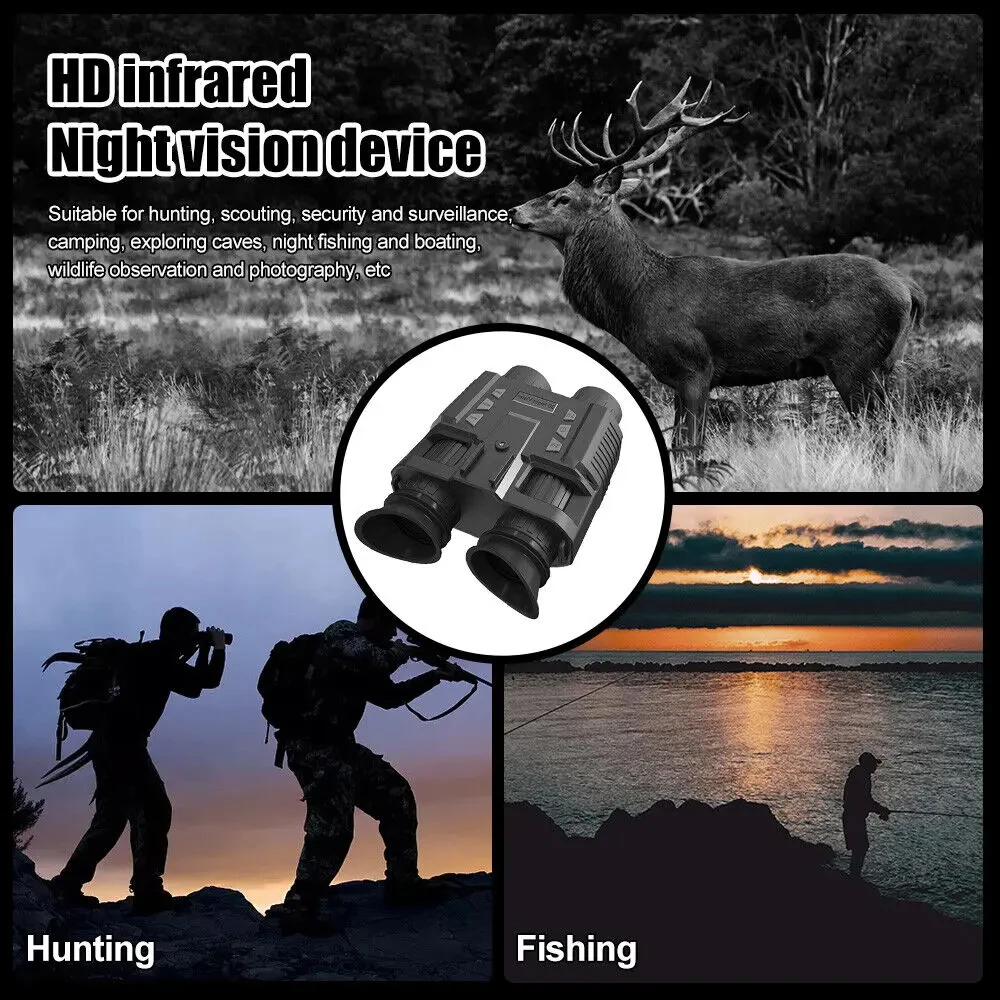 NV8000 Helmet Night Vision Binoculars 1080P Video Camera 8X Zoom 1.3MP Starlight Infrared Enhanced NVG Night Goggles for Hunting