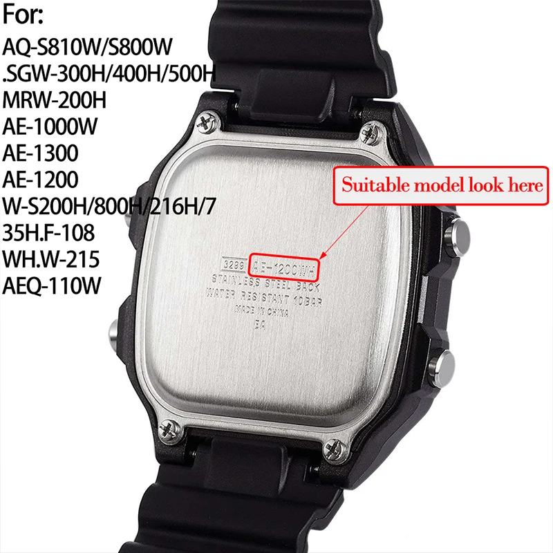 Rubber Band Suitable for Casio AE1100W AE1300 AE1200 F108WH W-800H AQS810 Men's Sports Waterproof Strap Watch Accessories