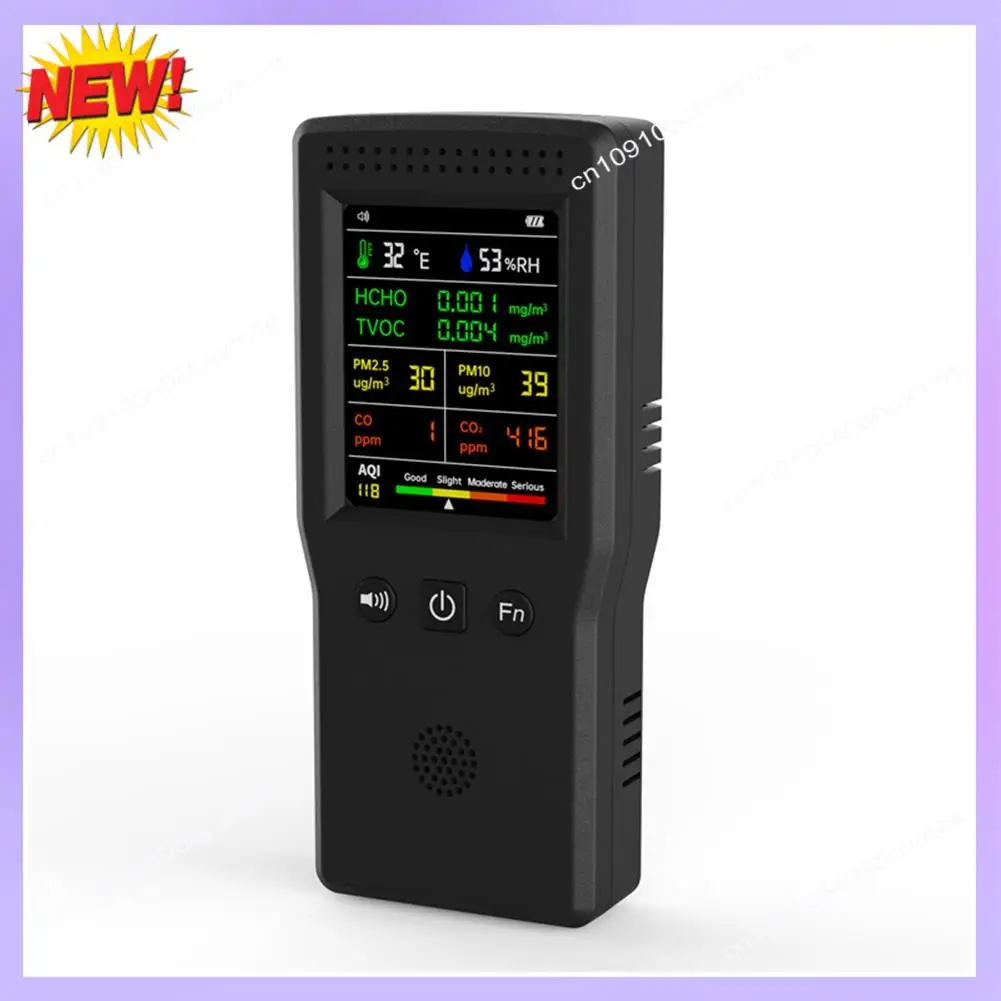 T24C 9 In 1 Air Quality Detector LCD Display PM2.5 PM10 HCHO TVOC CO CO2 AQI Temperature Humidity Air Quality Monitor