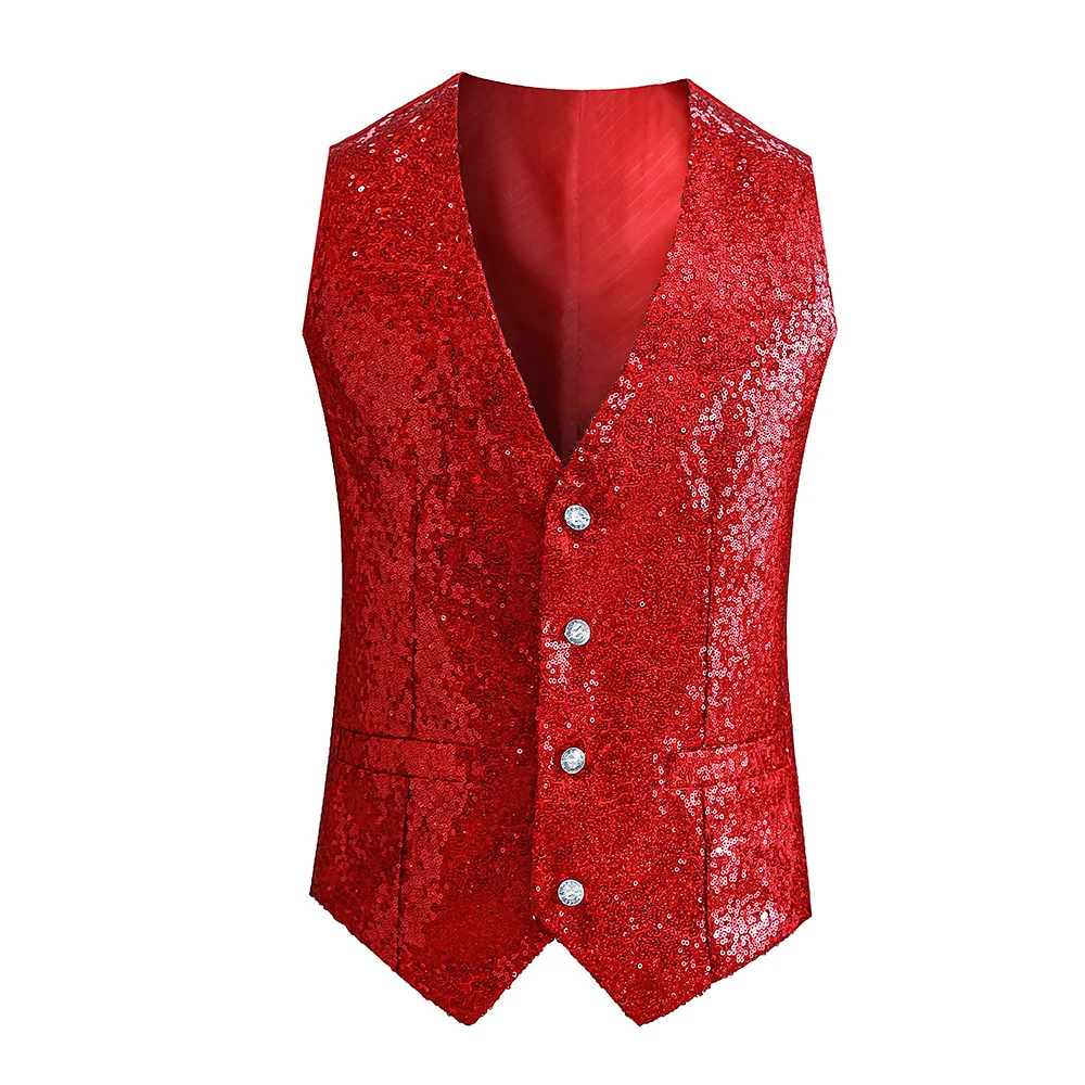 2024 hombres chaquetas de lentejuelas chaleco traje brillante chaleco club nocturno Dj traje de escenario lentejuelas brillantes brillo fiesta chaleco Tops Halloween