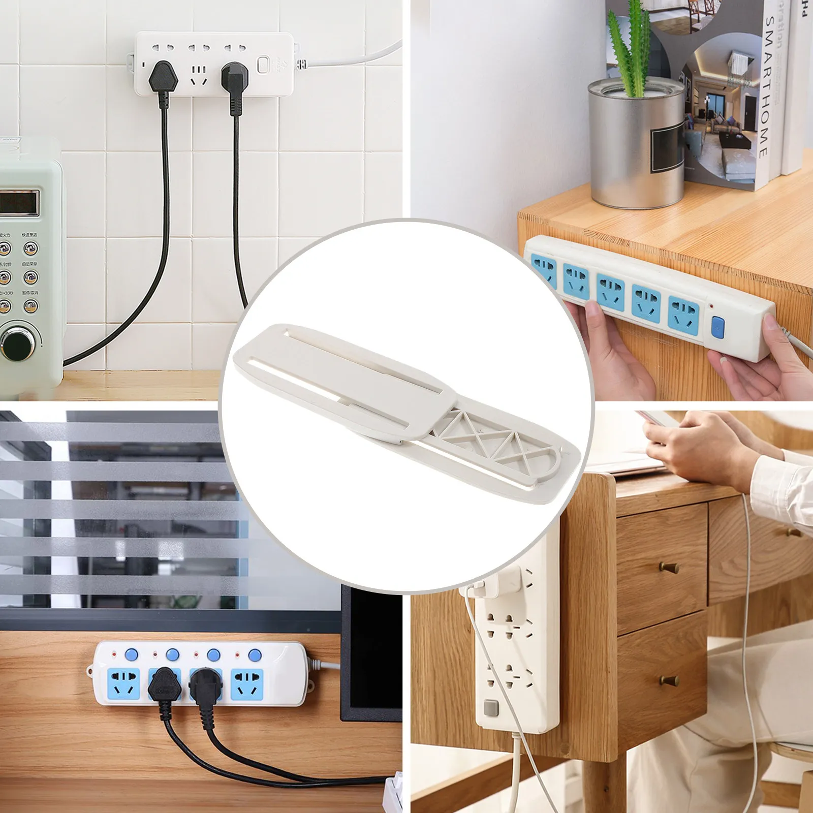 10Sets Socket Holder Power Strip Wall Organizer Nail-Free Hanging Rack Punch- Board Fixing Tool for Home Office