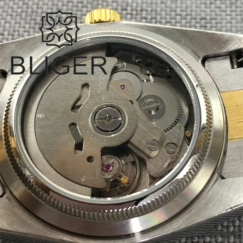 BLIGER 36mm/39mm Watch For Men NH35 Mingzhu Miyota PT5000 Movement Fluted Bezel Sapphier Glass Gray Dial Two-tone Gold Jubilee