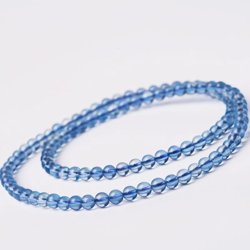 Imagem -04 - Azul Aquamarine Pulseira de Cristal para Homens e Mulheres Voltas Transparente Rodada Beads Jóias da Moda Aaaaa Voltas mm Natural