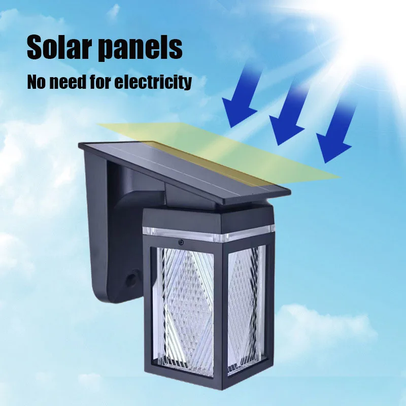 Solar Wall Lights Outdoor Waterproof IP54 3 Color LED Lantern Safety Light for Patio Garden Decoration Deck Porch Barn Garage