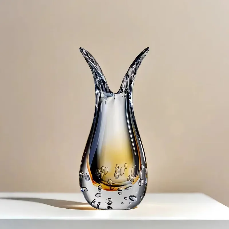 Transparent Glass Vase Mermaid Tail Shape Creative Home Decor Luxury Flower Arrangement Ornament for Living Room Table