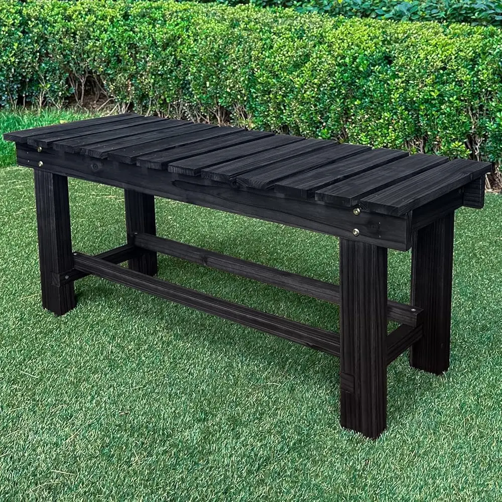 

Outdoor Garden Bench, 2-Person Wood Patio Bench Weatherproof Outdoor Backl Bench, Anti-Corrosion And Anti-Rust Garden Benches