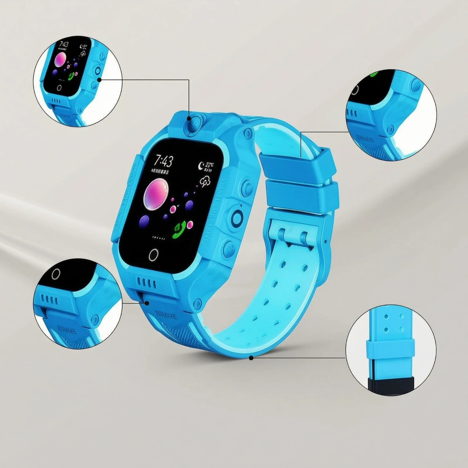 Kids Watch Rechargeable Phone Watch Smartwatch with Camera Lightweight Portable for Children, Outdoor Play, School