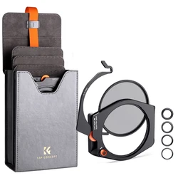 K&F Concept X-PRO Metal Square Filter Holder 95mm Circular Polarizer + 67/72/77/82mm Adapter Rings Kit with Leather Bag for Free