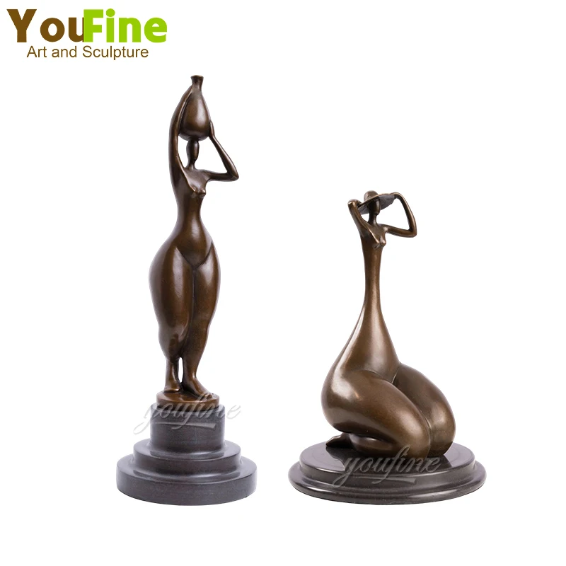 Abstract Bronze Woman Statue Classical Bronze Female Sculpture For Home Indoor Decor Handcraft Creative Ornament