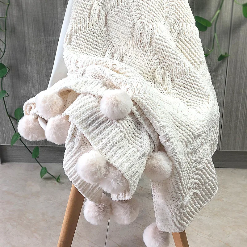 Chenille Knitted Blanket Gravity Hairball Blanket Bedding Blanket Woven Blanket Soft Blanket Air Conditioner Quilt Spring Summer