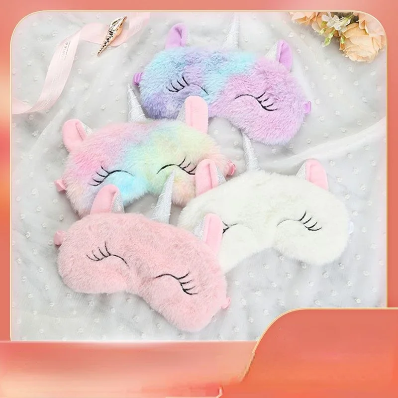 Cartoon Unicorn Silk Eye Mask Variety Sleeping Mask Eyeshade Relax Mask Plush Eye Shade Cover  for Travel Home Party Gifts