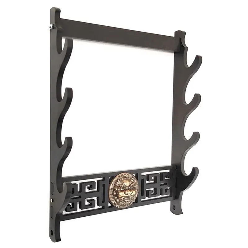 

AB47-Layer Wall Mount 4-Piece Katana Holder Wooden Stand Display Rack Wall-Rapier Support Katana Umbrella Shelf Organizer