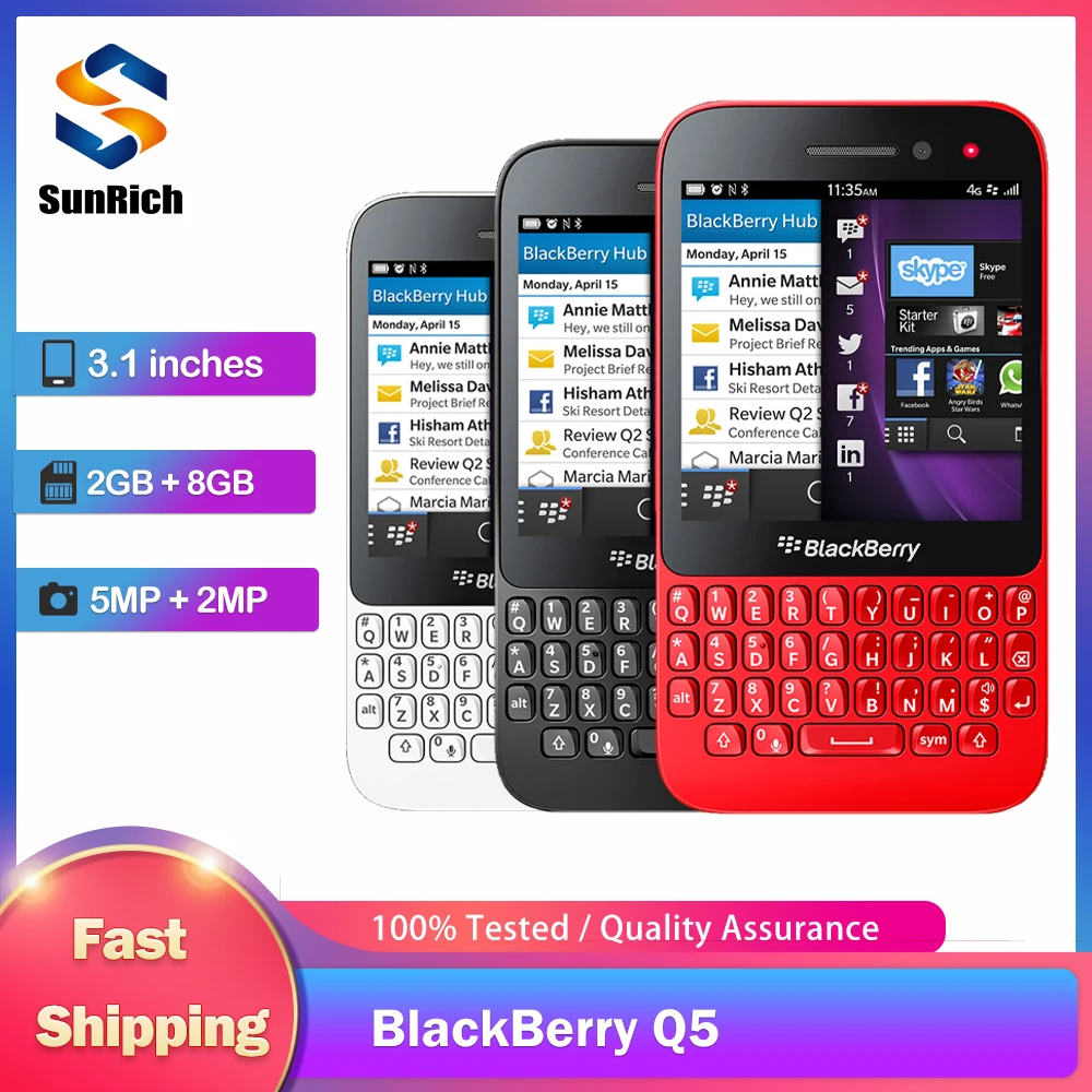Original blackberry q5 4g telefone móvel 3.1