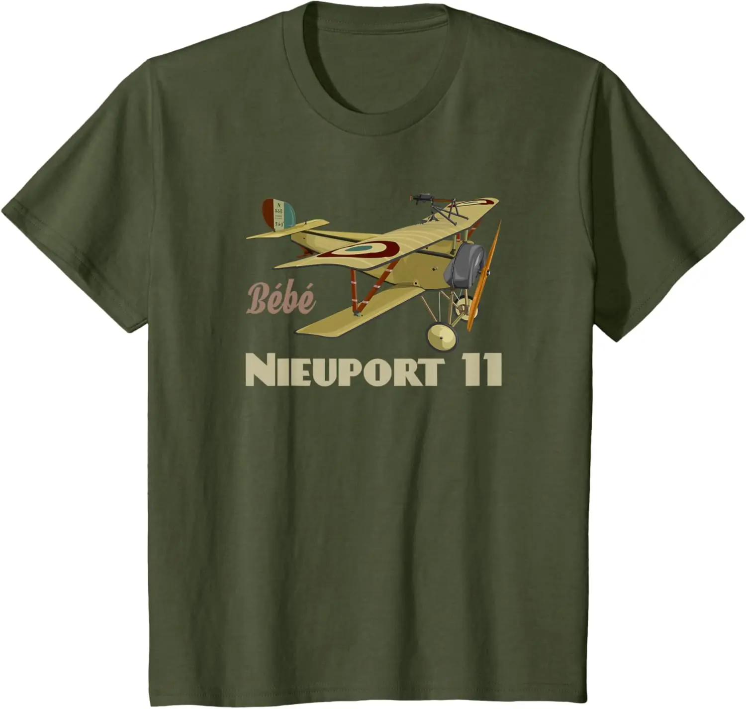 Nieuport 11 XI الفرنسية WW1 طائرة مقاتلة Biplane Sesquiplane تيشيرت بأكمام قصيرة عادية 100% تي شيرتات قطن