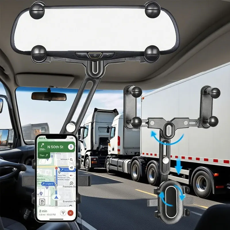 

360 ° Автомобильное зеркало заднего вида, держатель для мобильного телефона для вращения автомобиля и регулируемые телескопические многофункциональные автомобильные кронштейны для телефона, подставки