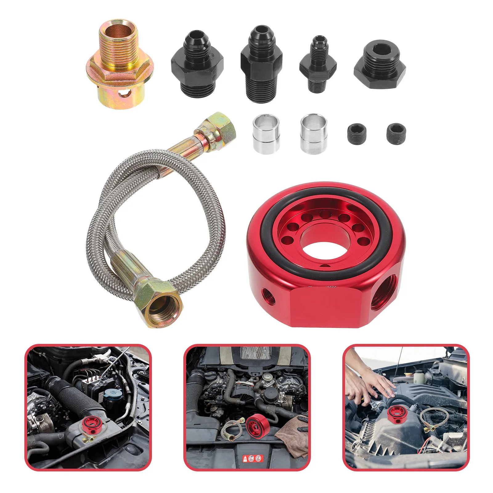 

Комплект аксессуаров для измерения температуры масла: сэндвич-пластина для переноски охладителя двигателя, прочный инструмент для мониторинга состояния двигателя автомобиля