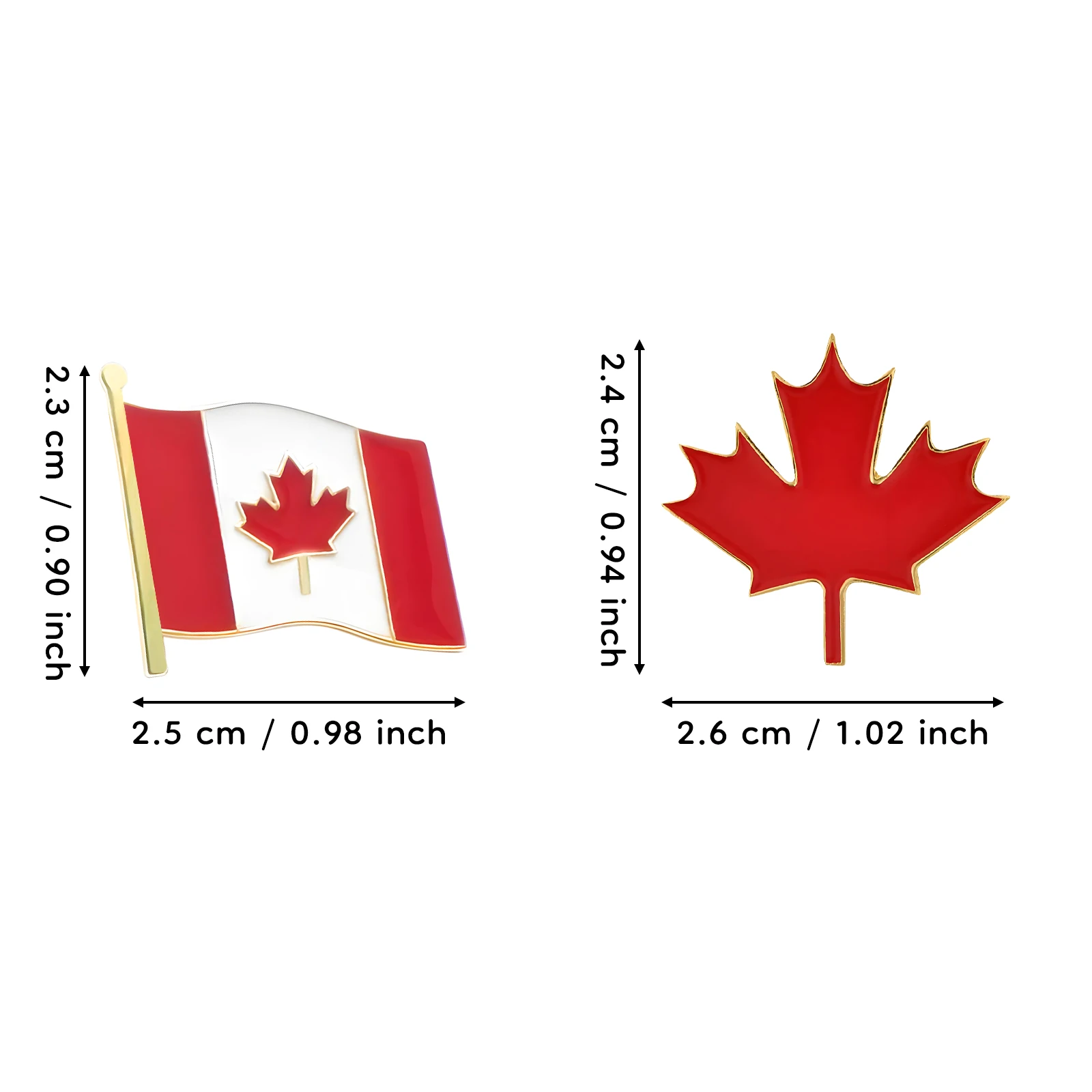 20pcs Canada Flag Pin Brooch Canada Maple Leaf Lapel Pin Country Flag Badges Metal National Flag Pin Decor for Clothes Bag Hat
