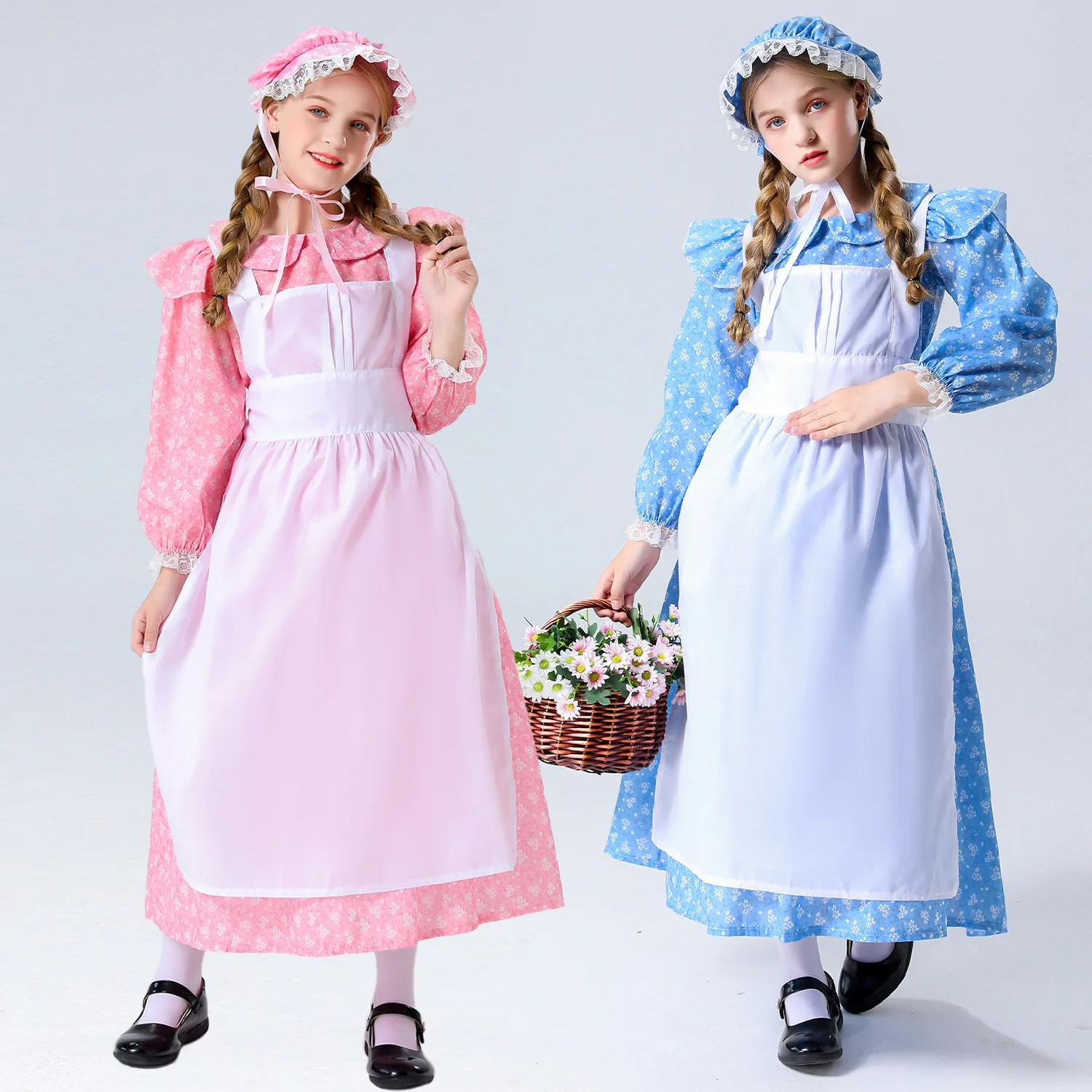 Halloween Girls Farm Dress Costume da spettacolo teatrale per bambini