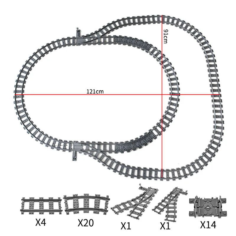 Compatibel Met Lego-Treinrailcombinatie Scène Moc Bouwstenen Diy Cross-Track Spoorbrug Stenen Speelgoed Treinwagon