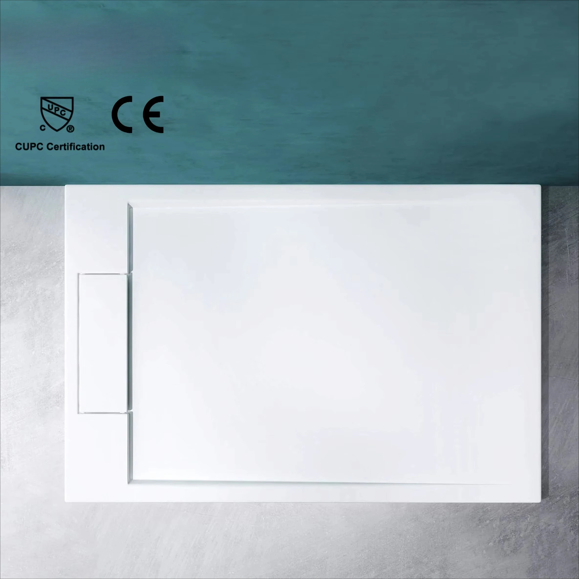 Square Artificial Stone Bathroom Base for Hotel Shower Cabin Cupc Certified Extra-Flat Acrylic SMC Solid Surface Resin Tray