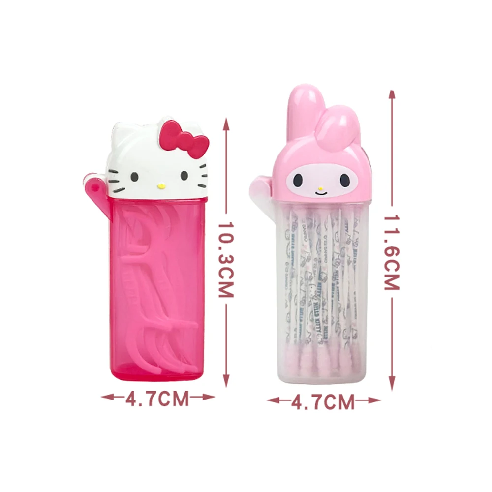 Hello Kitty Melody Storage Box Sanrio Cartoon Kt Cat Flip Cover Cotton Swabs Band Aids Dental Floss Organizer Boxs Girls Gifts image 6