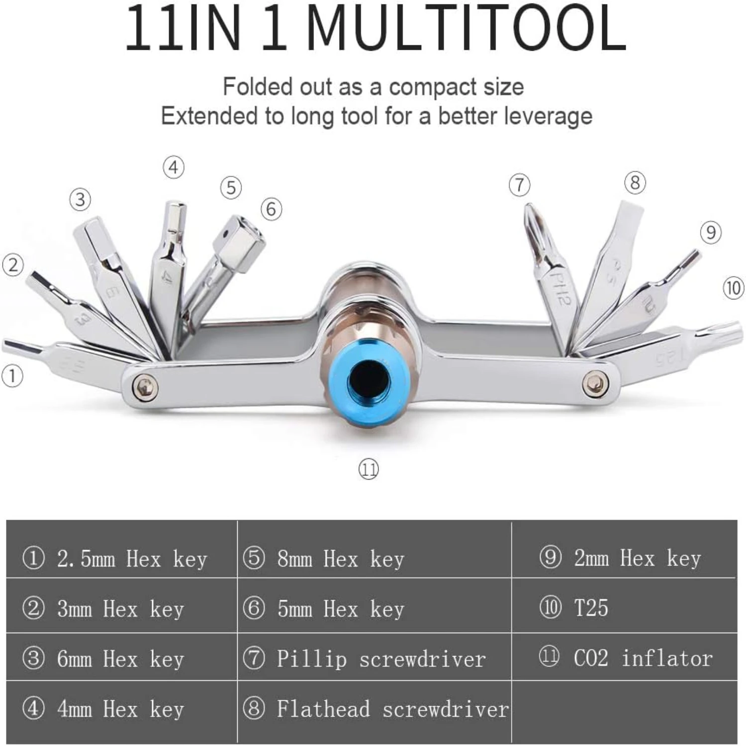 

Convenient and versatile Mini Multi-Tool for Bikes - Essential Efficient 11 in 1 Bike Repair Kit with Chain Tool, Torx, Hex, and