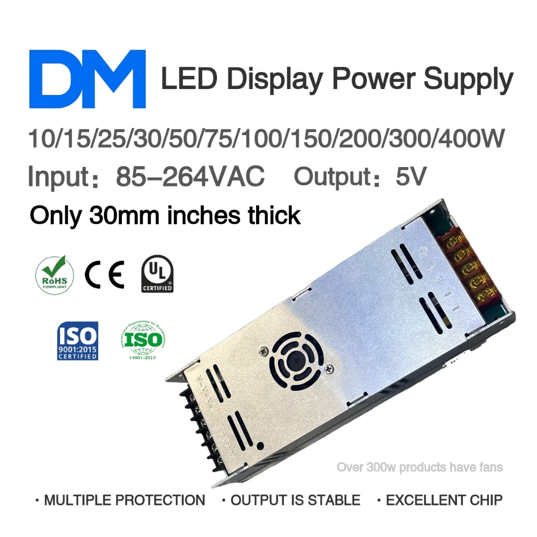 

AC 85-265V to DC 5V 10W 25W 30W 50W 75W 100W 150W 200W 300W 400W LED Display Switching Power Supply for Led Display Led Light