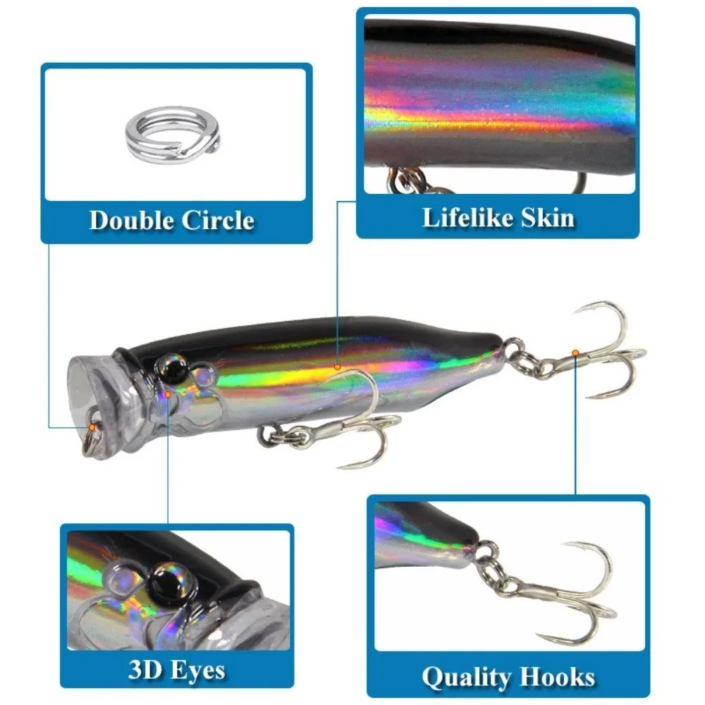 

Plastic Floating Popper Fishing Lure 9.4g Weight Floating Type Artificial Bait 7cm Length Carp Fishing Bait Fishing Tackle