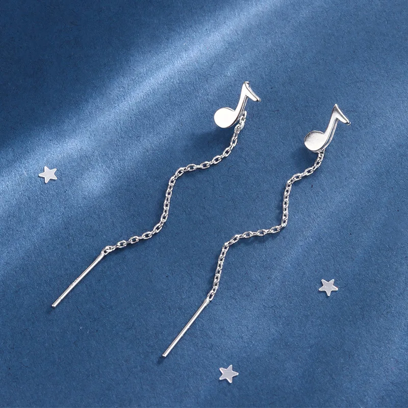 Trendy Simple Long Wire Tassel Thread Chain Climb Star Bow Pendants Drop Earrings for Women Straight Hanging Ear Jewelry